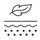 Icon of a leaf above water droplets