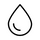 Black droplet symbol on a white background
